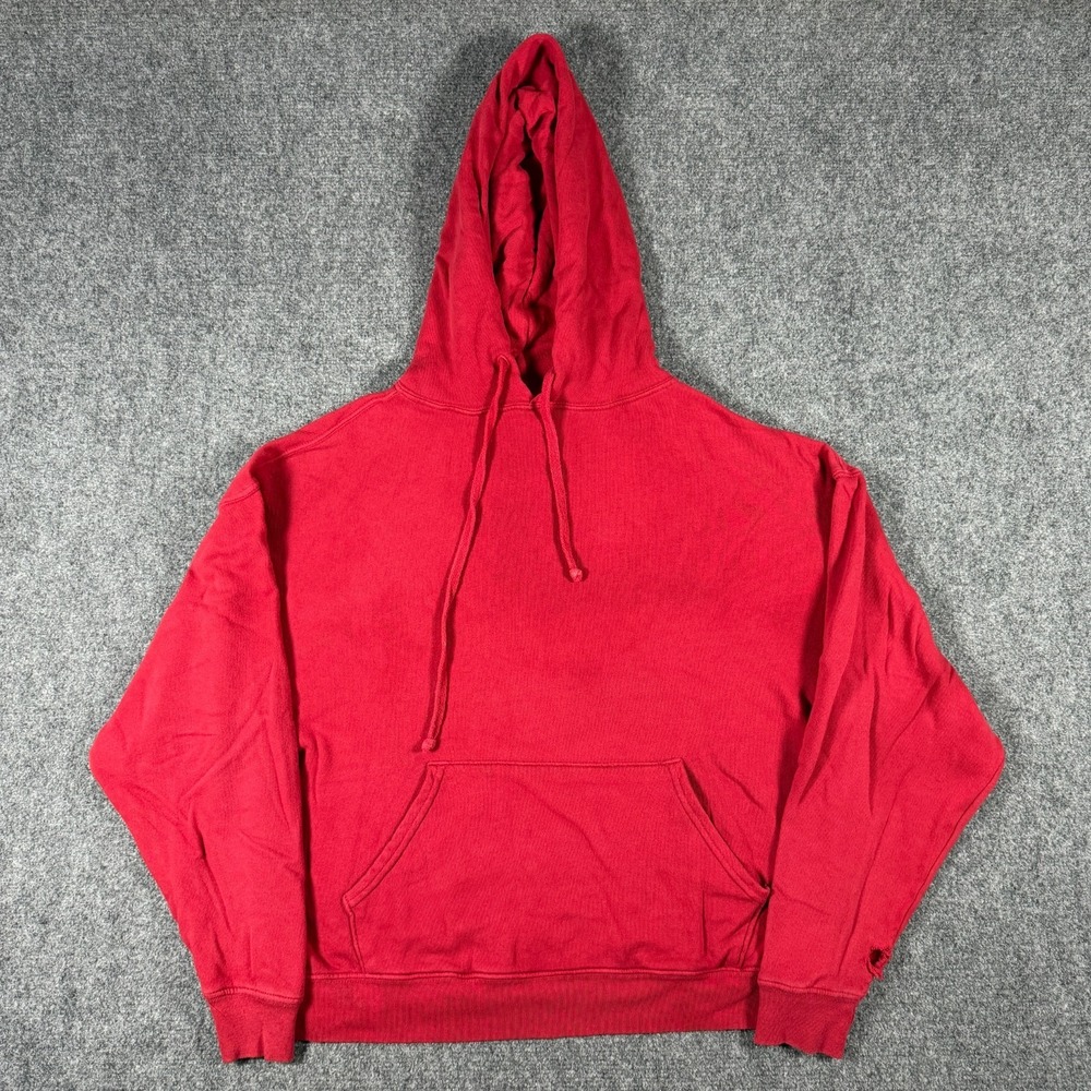 Reformation Jeans Red Organic Cotton Hoodie Distressed Pullover Oversized XS